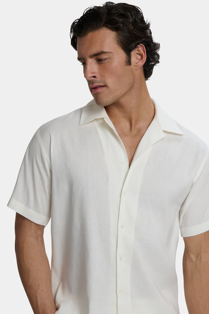 Het Linnen Shirt met korte mouwen