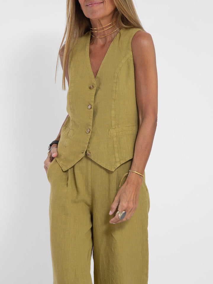 Juana | Elegante Mouwloze Linnen Set