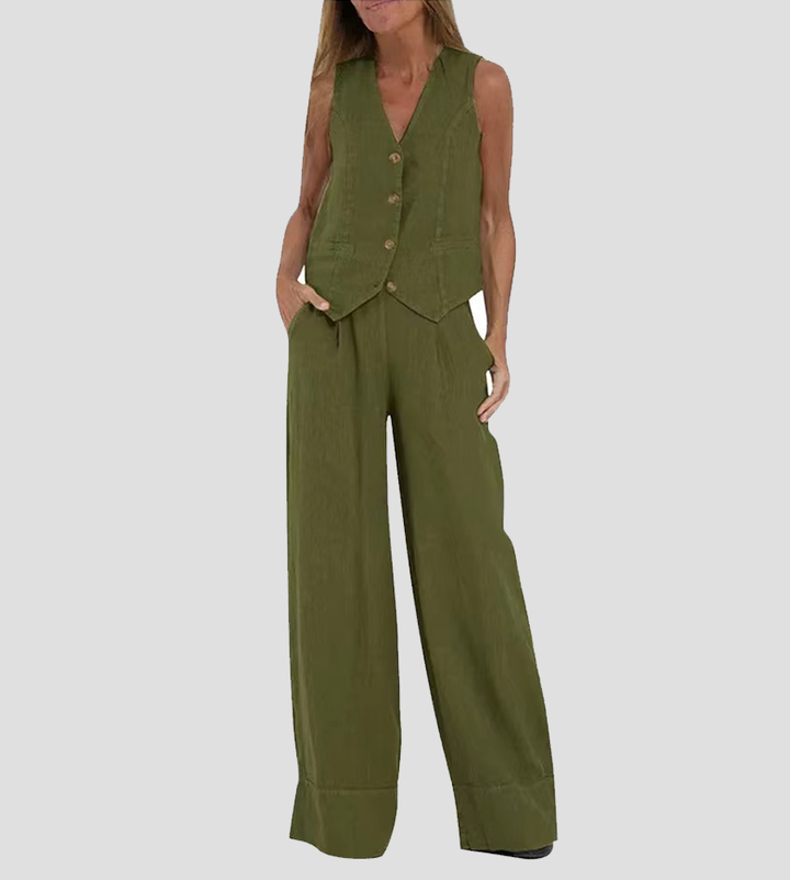 Juana | Elegante Mouwloze Linnen Set