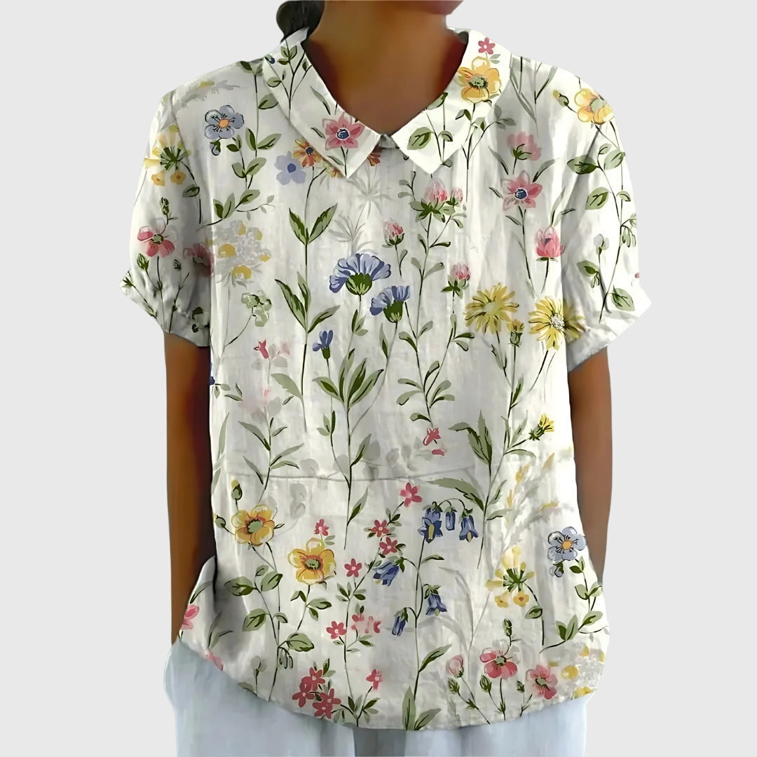 Wit met bloemen / 5XL