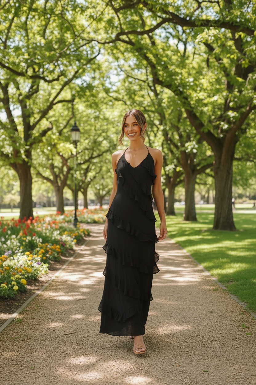 Mimi Ruffle Maxi Jurk