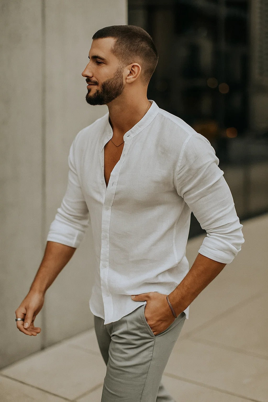 Casual Henley-shirt voor heren met 3/4-mouwen