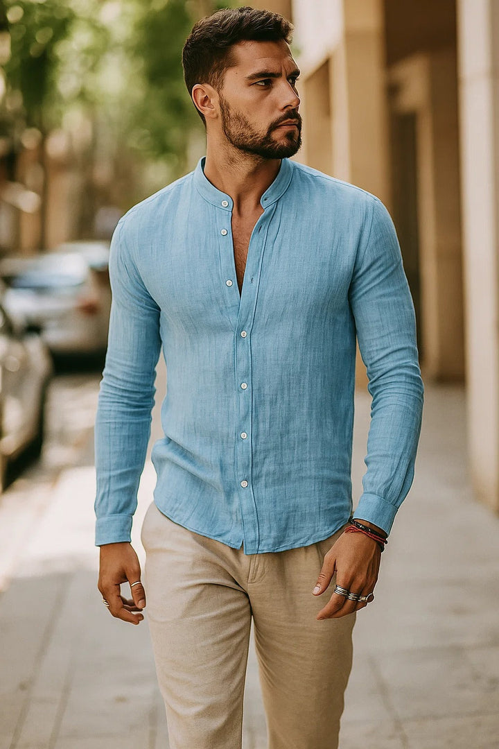 Casual Henley-shirt voor heren met 3/4-mouwen
