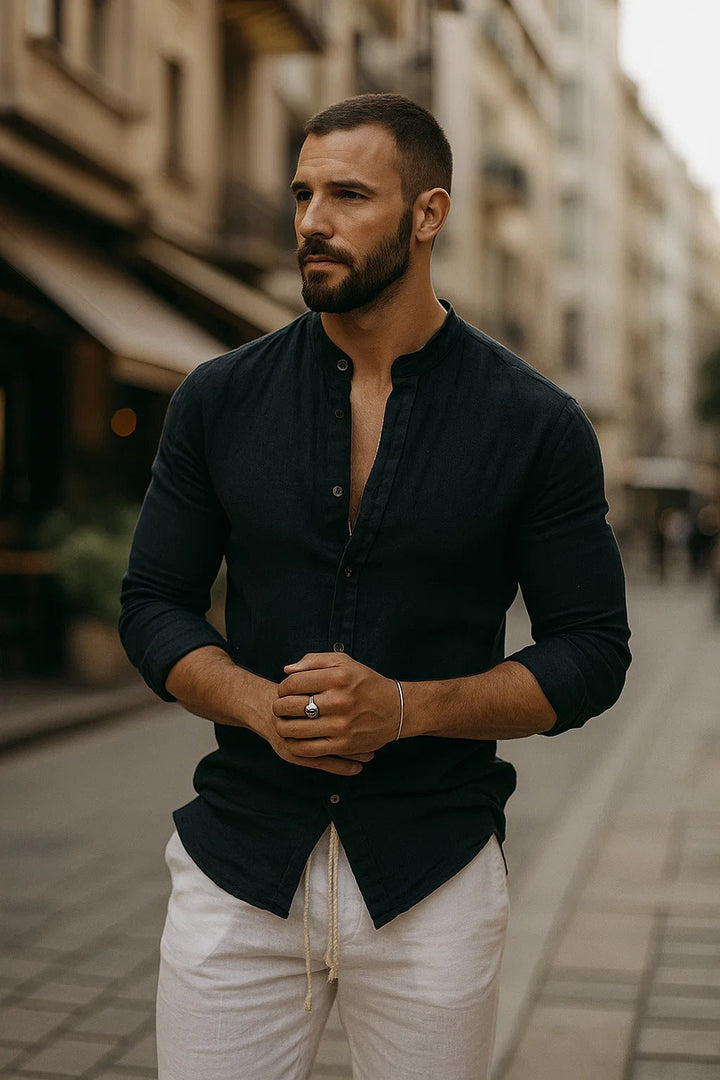 Casual Henley-shirt voor heren met 3/4-mouwen