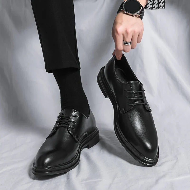 Zwarte lakderby-herenschoenen – Formele glanzende schoenen