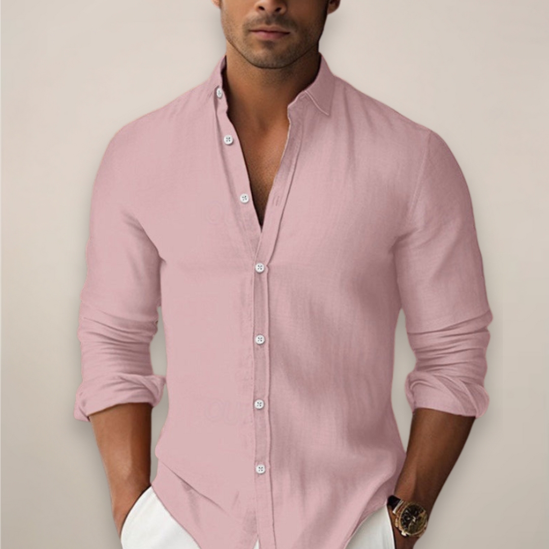 Zomerhemd van linnen voor heren – Casual overhemd met lange mouwen en knopen voor een verfijnde look