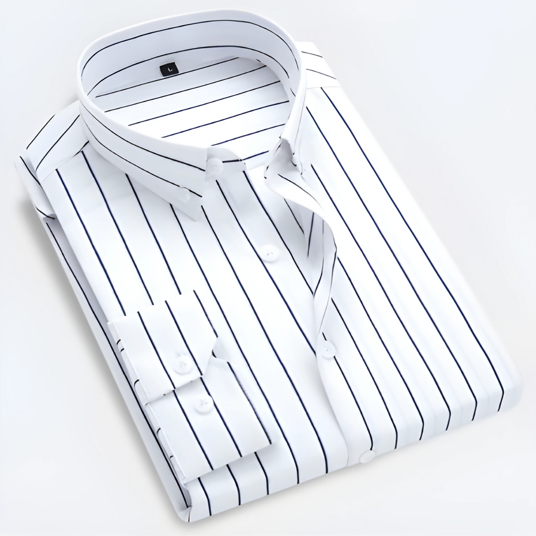 Gestreepte herenoverhemd met lange mouwen – Smart casual overhemd met knopen