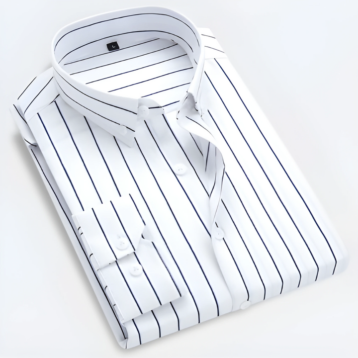 Gestreepte herenoverhemd met lange mouwen – Smart casual overhemd met knopen