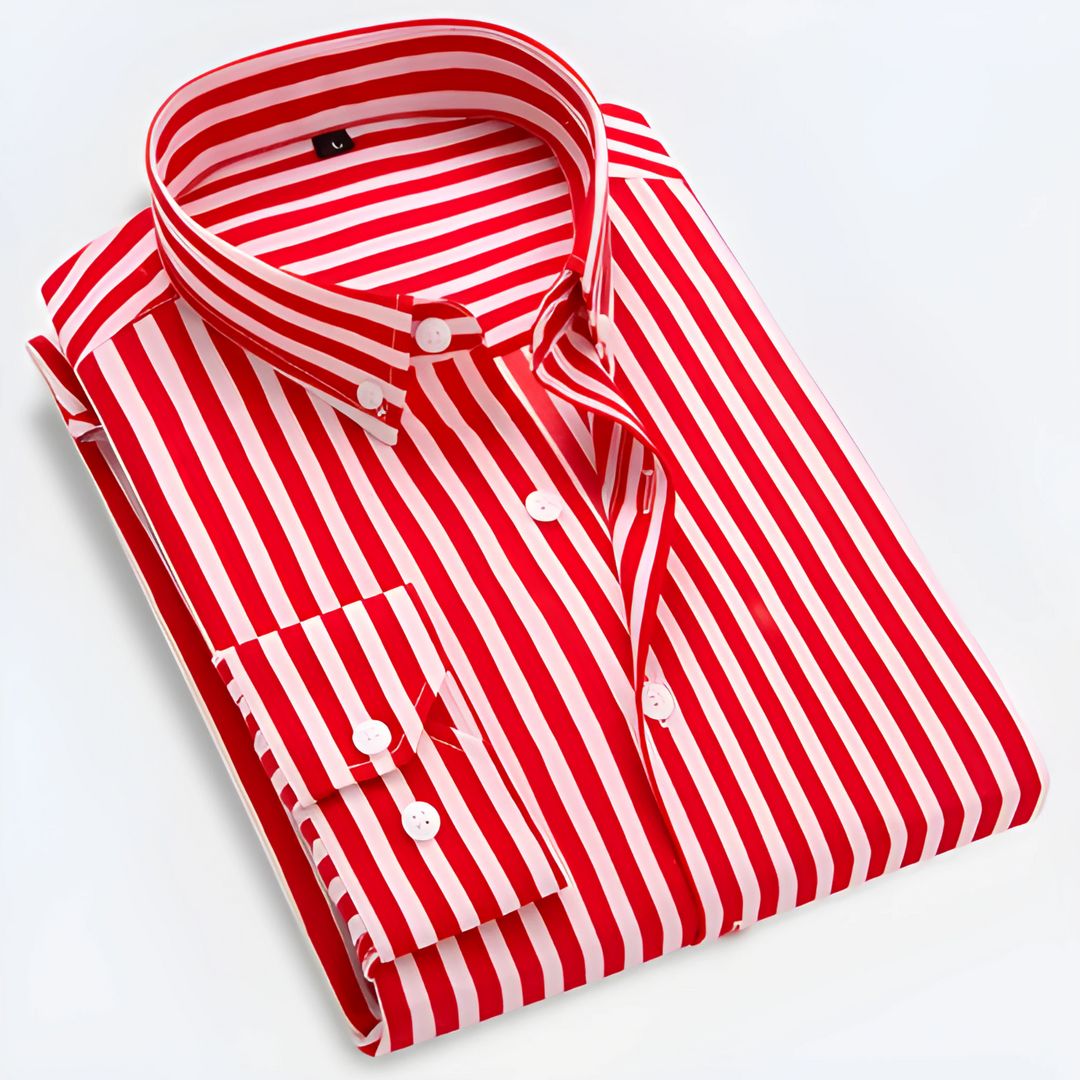 Gestreepte herenoverhemd met lange mouwen – Smart casual overhemd met knopen