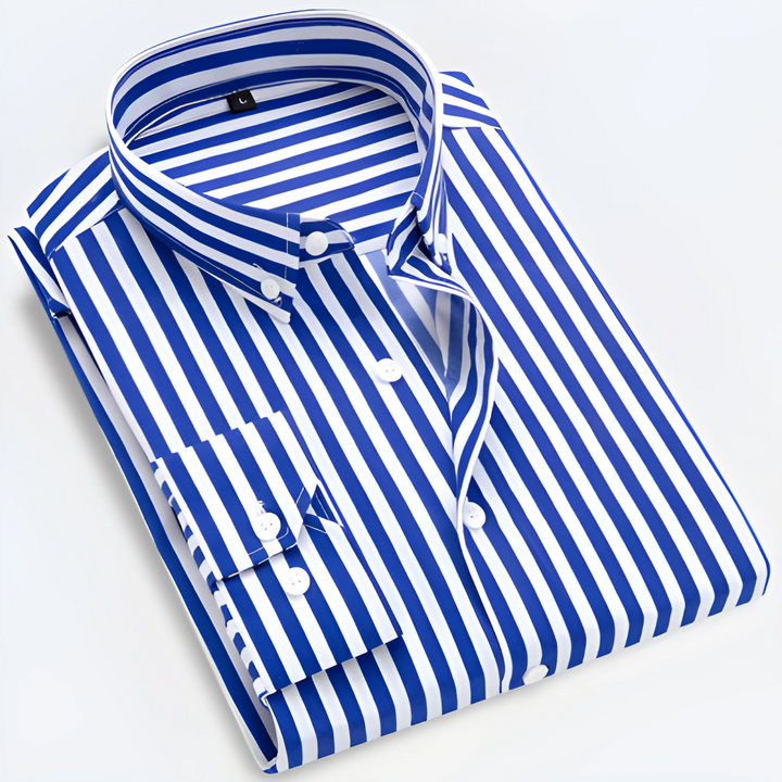 Gestreepte herenoverhemd met lange mouwen – Smart casual overhemd met knopen