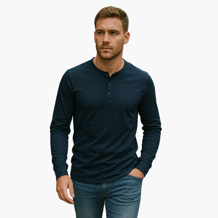Henley-T-shirt met lange mouwen voor heren