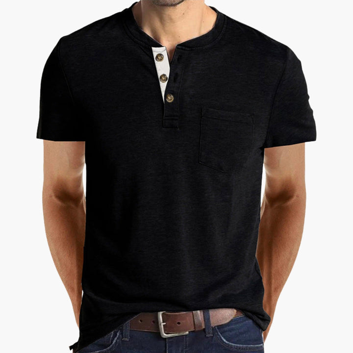 Henley-T-shirt voor heren met borstzak