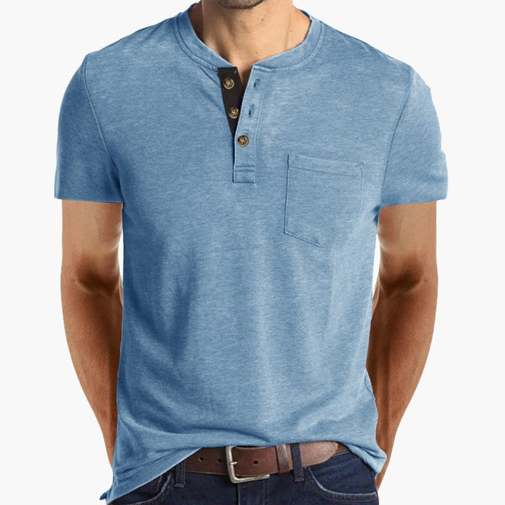 Henley-T-shirt voor heren met borstzak