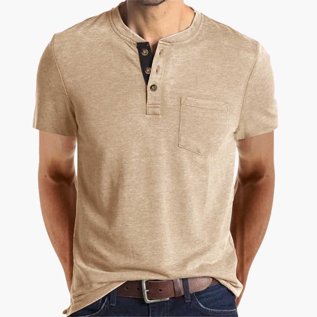 Henley-T-shirt voor heren met borstzak