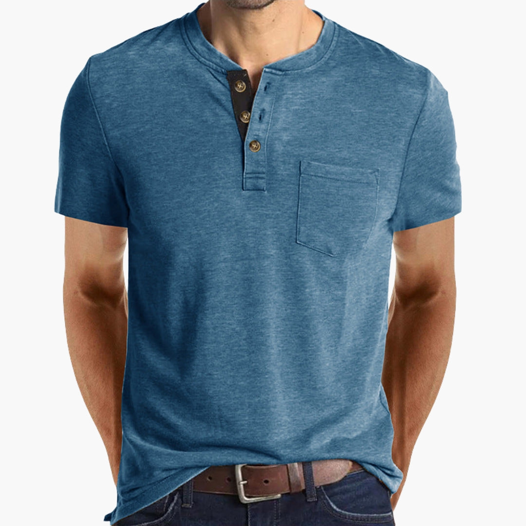 Henley-T-shirt voor heren met borstzak
