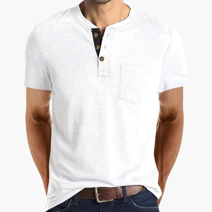 Henley-T-shirt voor heren met borstzak