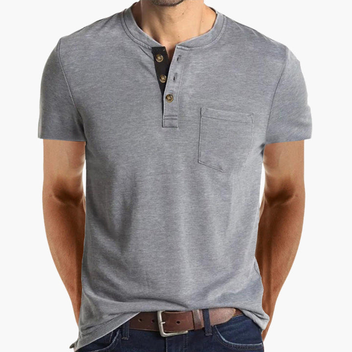 Henley-T-shirt voor heren met borstzak