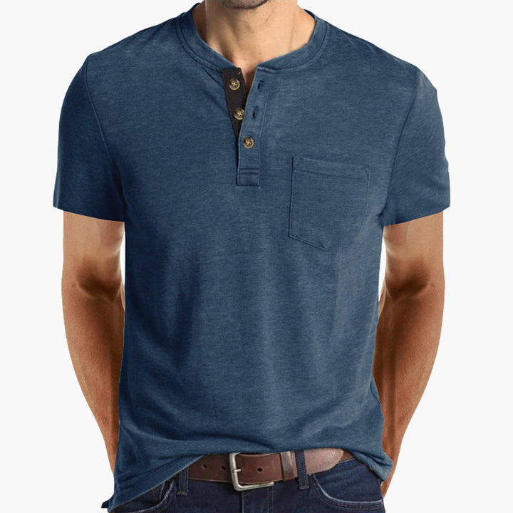 Henley-T-shirt voor heren met borstzak