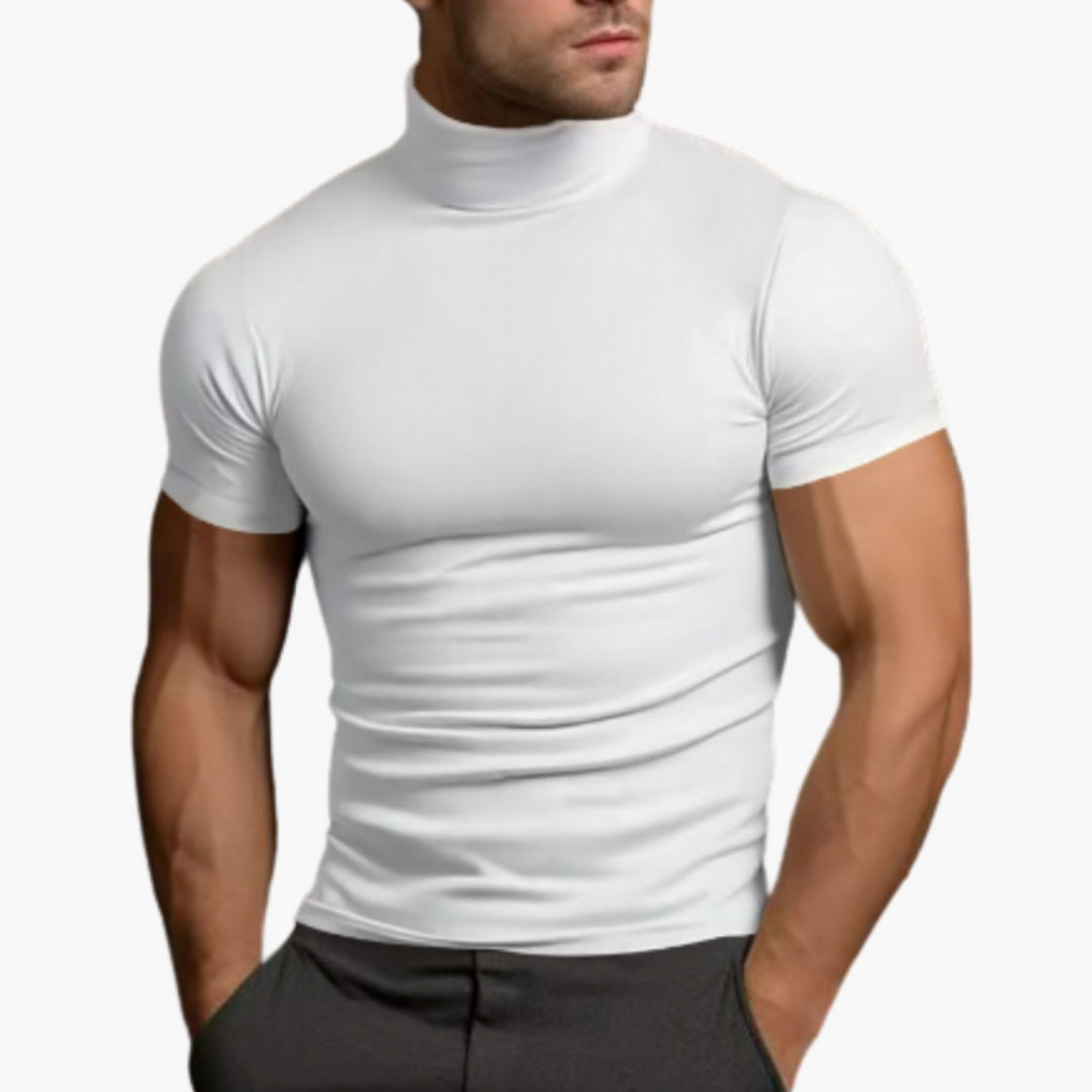 Heren-T-shirt met hoge hals en korte mouwen