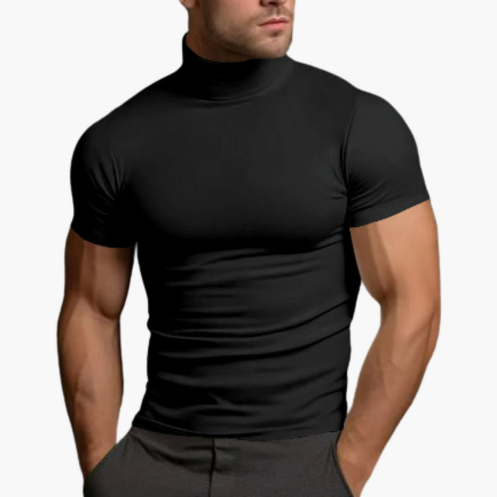 Heren-T-shirt met hoge hals en korte mouwen