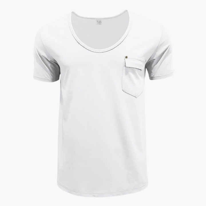 T-shirt met ronde hals voor heren en een borstzakje