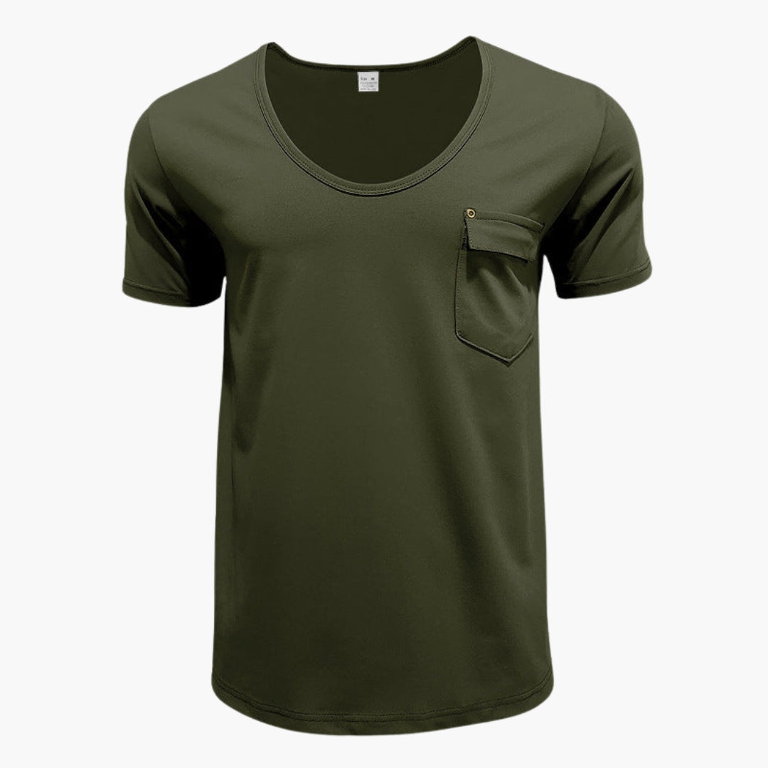 T-shirt met ronde hals voor heren en een borstzakje