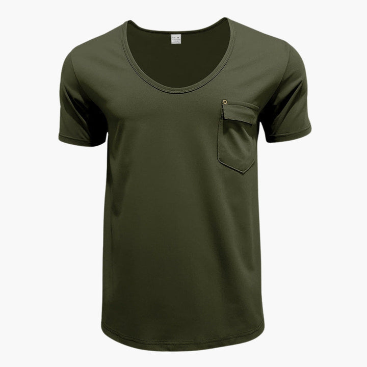 T-shirt met ronde hals voor heren en een borstzakje