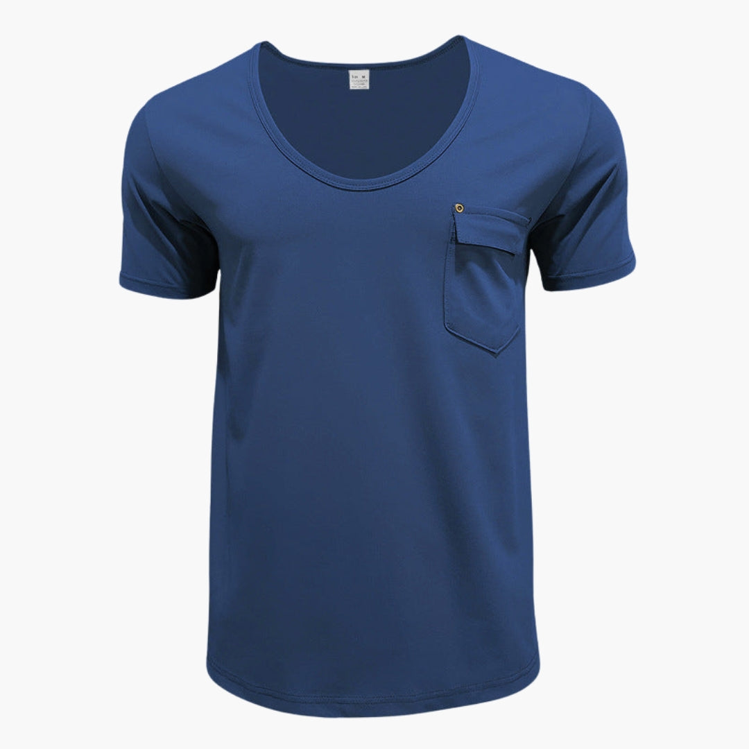 T-shirt met ronde hals voor heren en een borstzakje