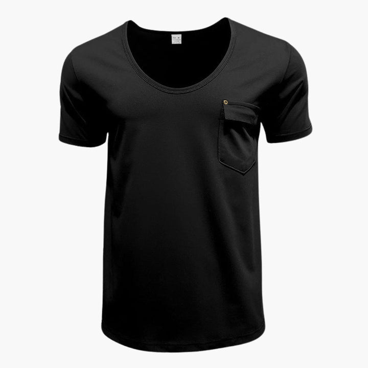 T-shirt met ronde hals voor heren en een borstzakje