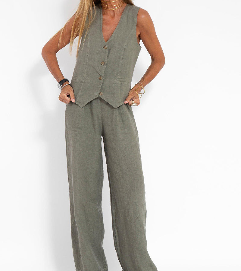 Juana | Elegante Mouwloze Linnen Set