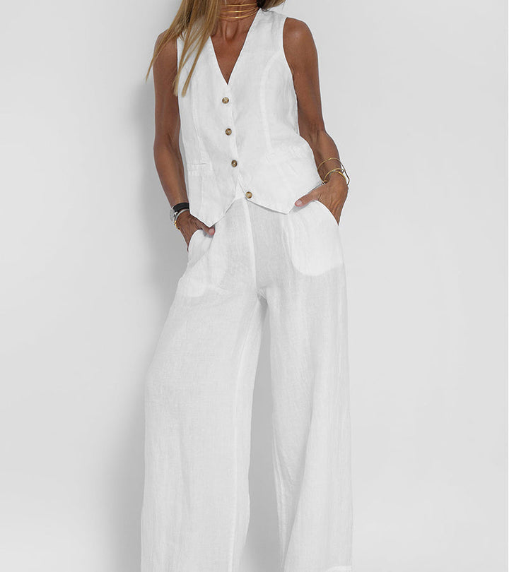 Juana | Elegante Mouwloze Linnen Set