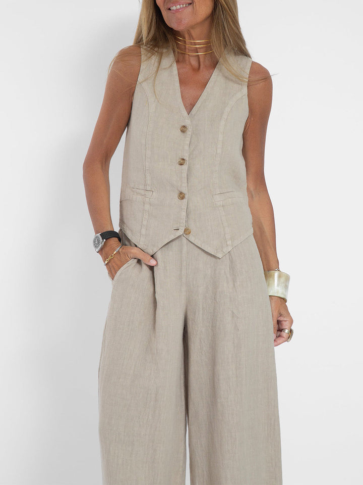 Juana | Elegante Mouwloze Linnen Set