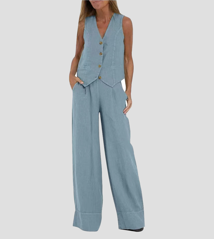 Juana | Elegante Mouwloze Linnen Set