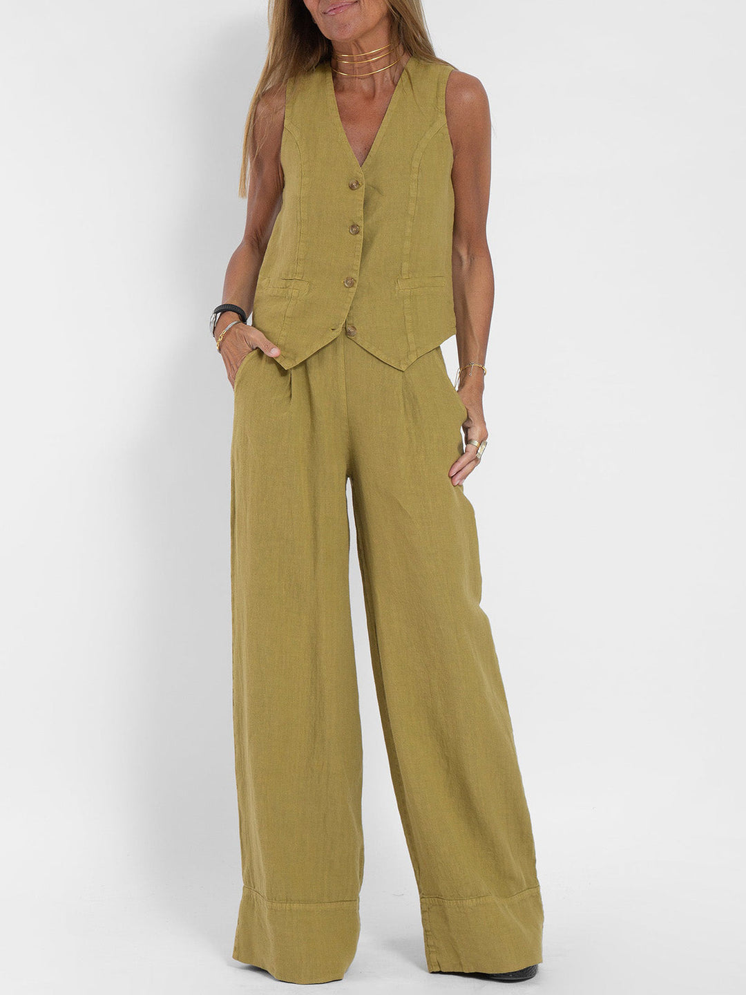 Juana | Elegante Mouwloze Linnen Set