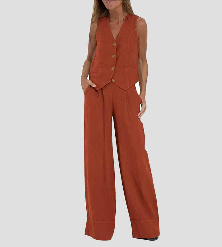 Juana | Elegante Mouwloze Linnen Set
